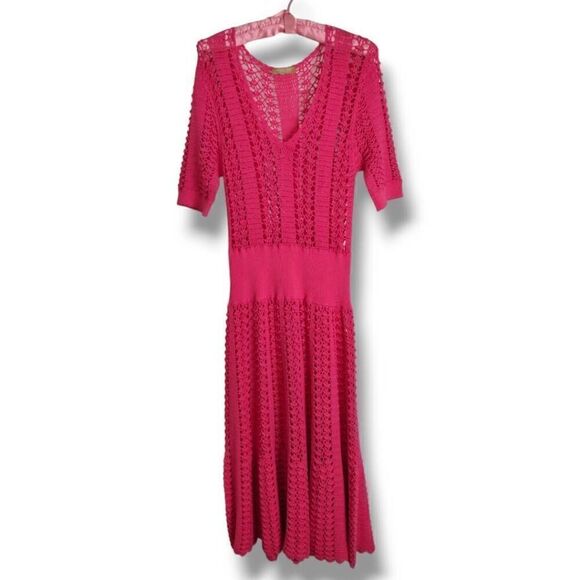 Michael Kors Collection Dress Sz Small Flamingo Crochet Stretch Designer Couture - Picture 11 of 16